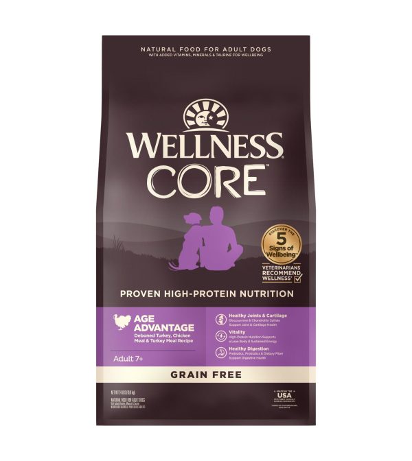 Wellness CORE Age Advantage Grain Free Dry Senior Dog Food (Deboned Turkey, Chicken Meal & Turkey Meal Recipe) Online Sale