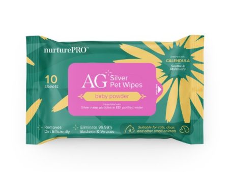 Nurture Pro AG+ Silver Pet Wet Wipes For Cats & Dogs (Baby Powder) Online Hot Sale