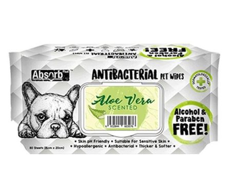 Absorb Plus Antibacterial Alcohol & Paraben Free Pet Wipes (Aloe Vera, 80pcs) Discount