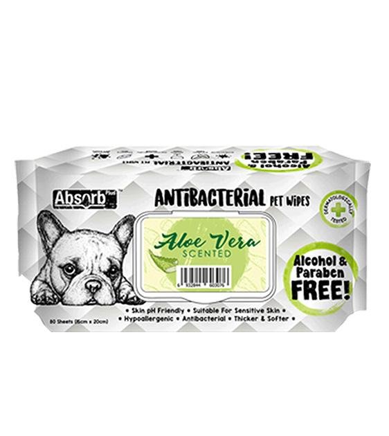 Absorb Plus Antibacterial Alcohol & Paraben Free Pet Wipes (Aloe Vera, 80pcs) Discount