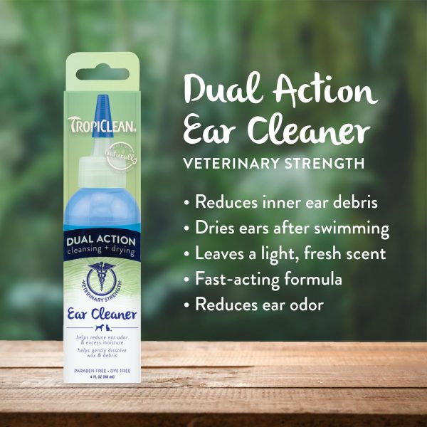 TropiClean Dual Action Cleansing + Drying Ear Cleaner for Dogs and Cats Online Sale