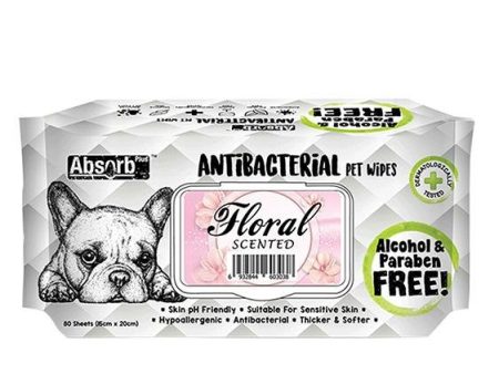 Absorb Plus Antibacterial Alcohol & Paraben Free Pet Wipes (Floral, 80pcs) Online Sale