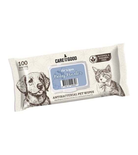 Care For The Good Antibacterial Wipes For Dogs & Cats (Baby Powder) Cheap