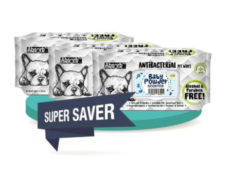 Absorb Plus Antibacterial Alcohol & Paraben Free Pet Wipes (80pcs) on Sale