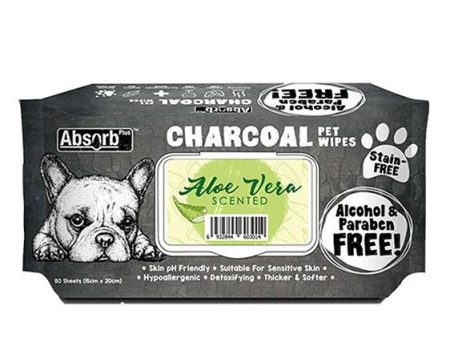 Absorb Plus Charcoal Alcohol & Paraben Free Pet Wipes (Aloe Vera, 80pcs) Online now