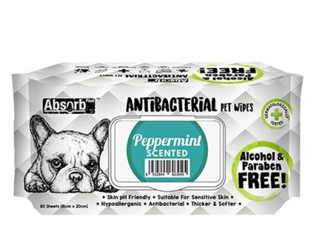 Absorb Plus Antibacterial Alcohol & Paraben Free Pet Wipes (Peppermint, 80pcs) Online