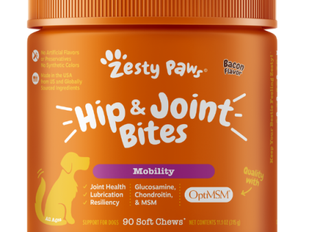 Zesty Paws Hip & Joint Bites Mobility Supplements for Dogs (Bacon Flavour) Online now