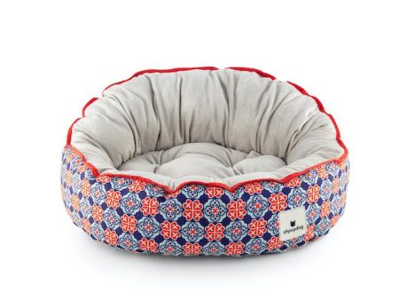 Ohpopdog Peranakan Inspired Royal Blue Reversible 150 Dog Bed Supply