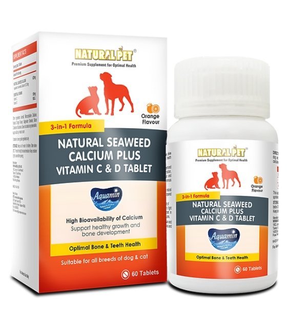 Natural Pet® Natural Seaweed Calcium Plus Vitamin C & D Tablet for Cats & Dogs Online Sale