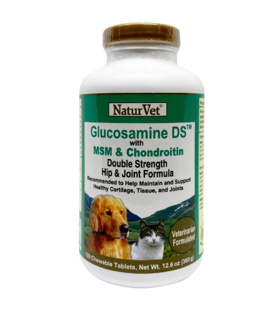 NaturVet Glucosamine DS with MSM & Chondroitin Double Strength Hip & Joint Formula Chewable Tablets Dog Supplement For Discount